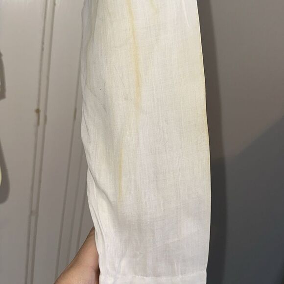 Antique handmade white cotton muslin‎ high neck long sleeve embroidered blouse - Picture 10 of 13